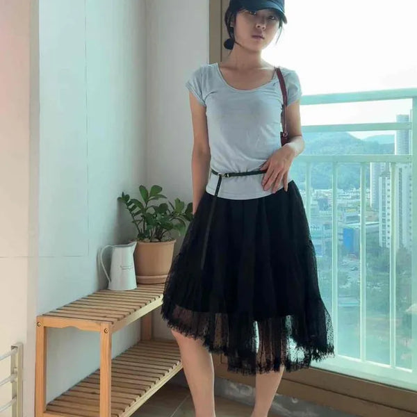 Dot A-line Daily Midi Skirt