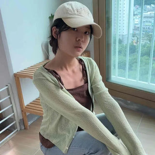 SECHA Button Plain Slim Fit Long Sleeve Daily Cardigan