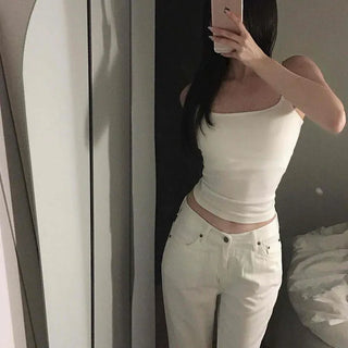 Square Slim Cap Sleeveless Crop Top