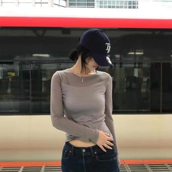 Mild Tencel See-through Slim Long Sleeve T-shirt