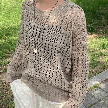 Nancy Vintage Mesh Round Neck Knit