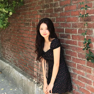 La Vie en Flower Puff Embossed Mini Dress