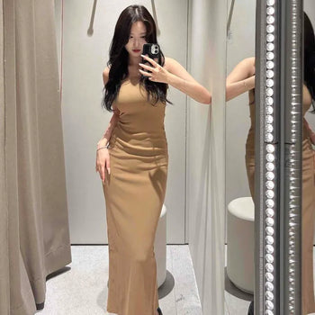 Roel Strap Slim Maxi Long Dress