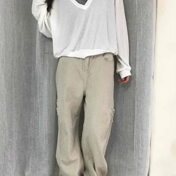 Corvet Side Rivet Pintuck Snap Button Wide Pants