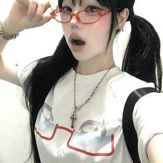 Kiraring effortless chic glasses girl short-sleeve T-shirt