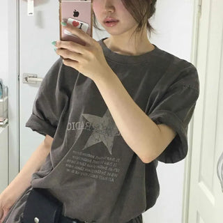 Radio Washed Graphic Lettering Oversized Short Sleeve T-shirt