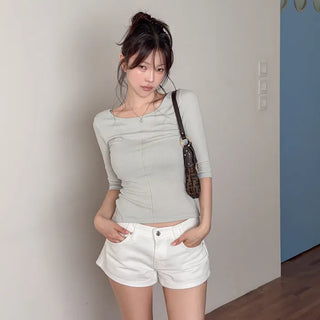 Roas Cutout 3/4 Sleeve T-shirt