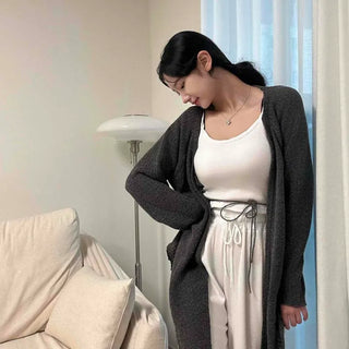 Frey Knit Wrap Asymmetrical Strap Open Cardigan