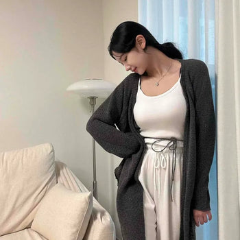 Frey Knit Wrap Asymmetrical Strap Open Cardigan