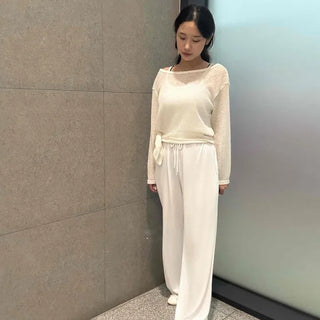 Asymmetrical See-through Top Summer Training Set