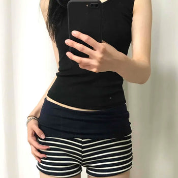Slim Fit Striped Daily Casual Shorts
