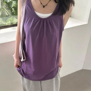 Tina Shirred Layered Sleeveless Top (4 colors)