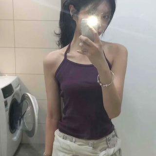 Log-shaped String Plain Slim Fit Daily Sleeveless