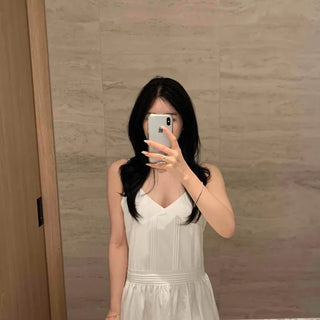 Pintuck Zipper Flare Sleeveless Mini Dress