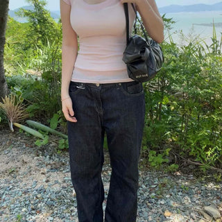 Loose-fit Button Bootcut Daily Long Pants