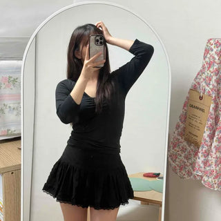 Shirred Flare Daily Mini Skirt
