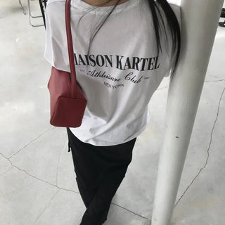Club Short Sleeve T-shirt  Oversized Summer Round Plain Inner Boxy Tee