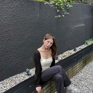Louvre Slim Fit Plain Open-Face Daily Long Sleeve Cardigan