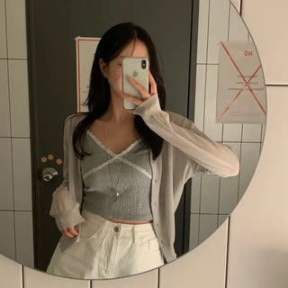 Ailing Summer See-through Loose-fit Knit Cardigan
