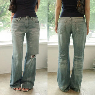 Myrin Damaged Denim Bootcut Pants