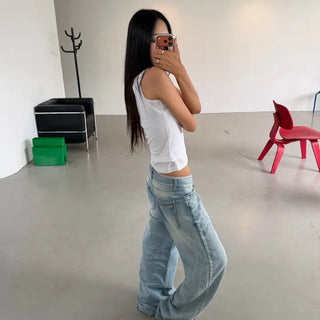 DOUBLE BACK POCKET WIDE DENIM