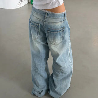 DOUBLE BACK POCKET WIDE DENIM
