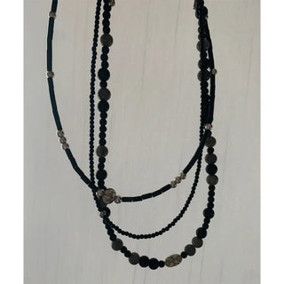 silver mix beads necklace