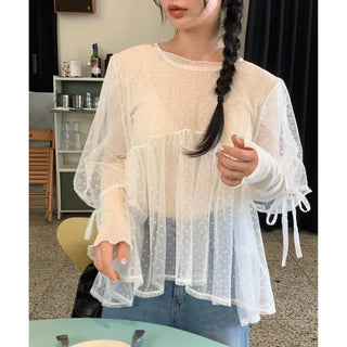 layered dot blouse