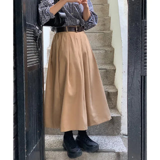 pleats belt skirt