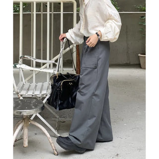 basic cotton wide pants