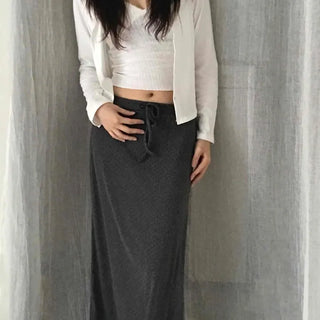 String Dot Straight H-Line Daily Long Skirt