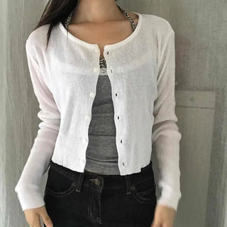 Miv Button Plain Slim Fit Long Sleeve Daily Cardigan
