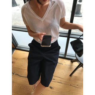 Linen V-neck Knit (4 colors)
