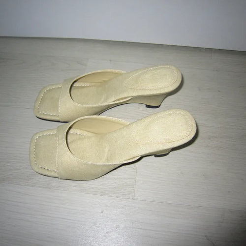 Canvas Wedge Mules