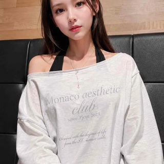 Lettering Oversized Long Sleeve Daily T-shirt