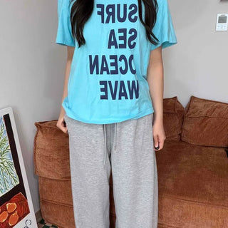 Lettering Oversized H-Line Short Sleeve T-shirt