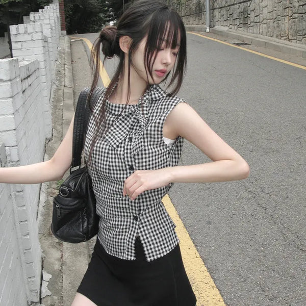 Della Geek Chic Check Blouse