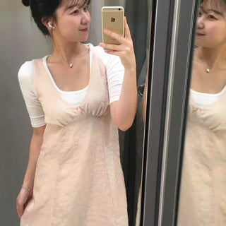 Flower Shirred Cutout Zipper Strap Sleeveless Mini Dress