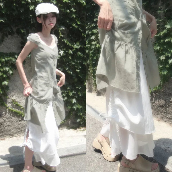Dana Shirred Chiffon Long Skirt