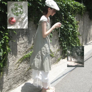 French Puff Flare Long Dress