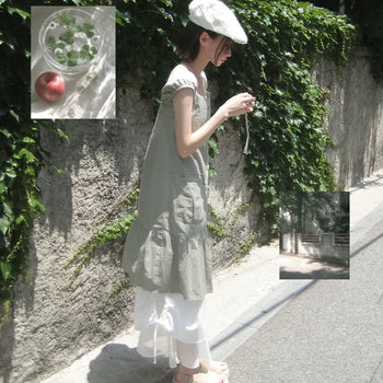 French Puff Flare Long Dress