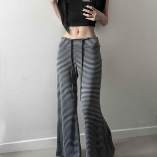 Striped String Loose Fit Wide Training Bottoms