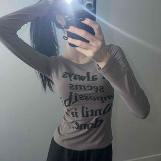 Lettering Slim Fit Long Sleeve T-shirt