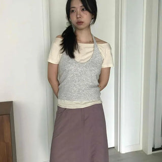 Plain Fitted Layered Slim Fit Daily Sleeveless