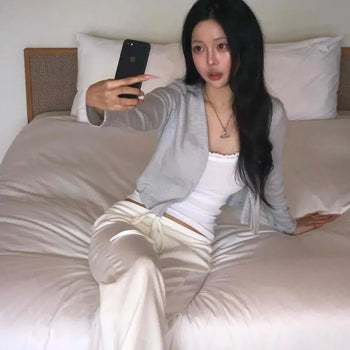 Slim Fit Plain Open-Face Daily Long Sleeve Cardigan