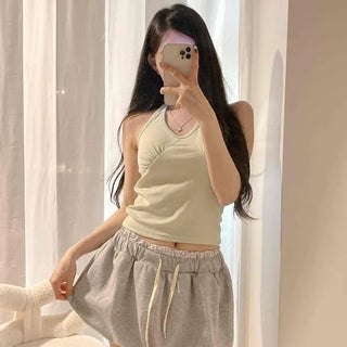 Loose Fit String Shirred Plain Daily Training Bottoms