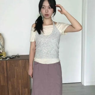 Pinton Straight A-Line Relaxed Fit Midi Skirt