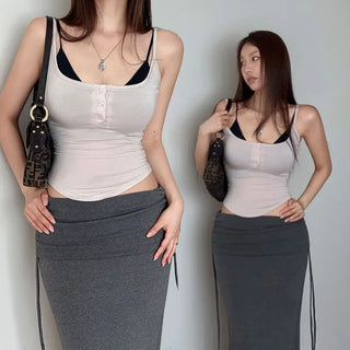 Seinel button sleeveless top