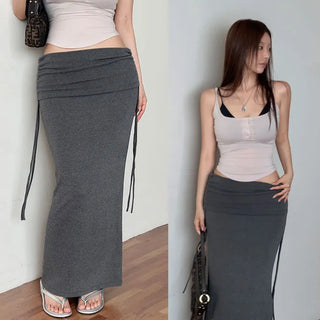Epia Folding Shirred Long Skirt