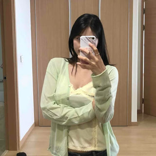 Sezen Button Plain Long Sleeve Daily Casual Cardigan